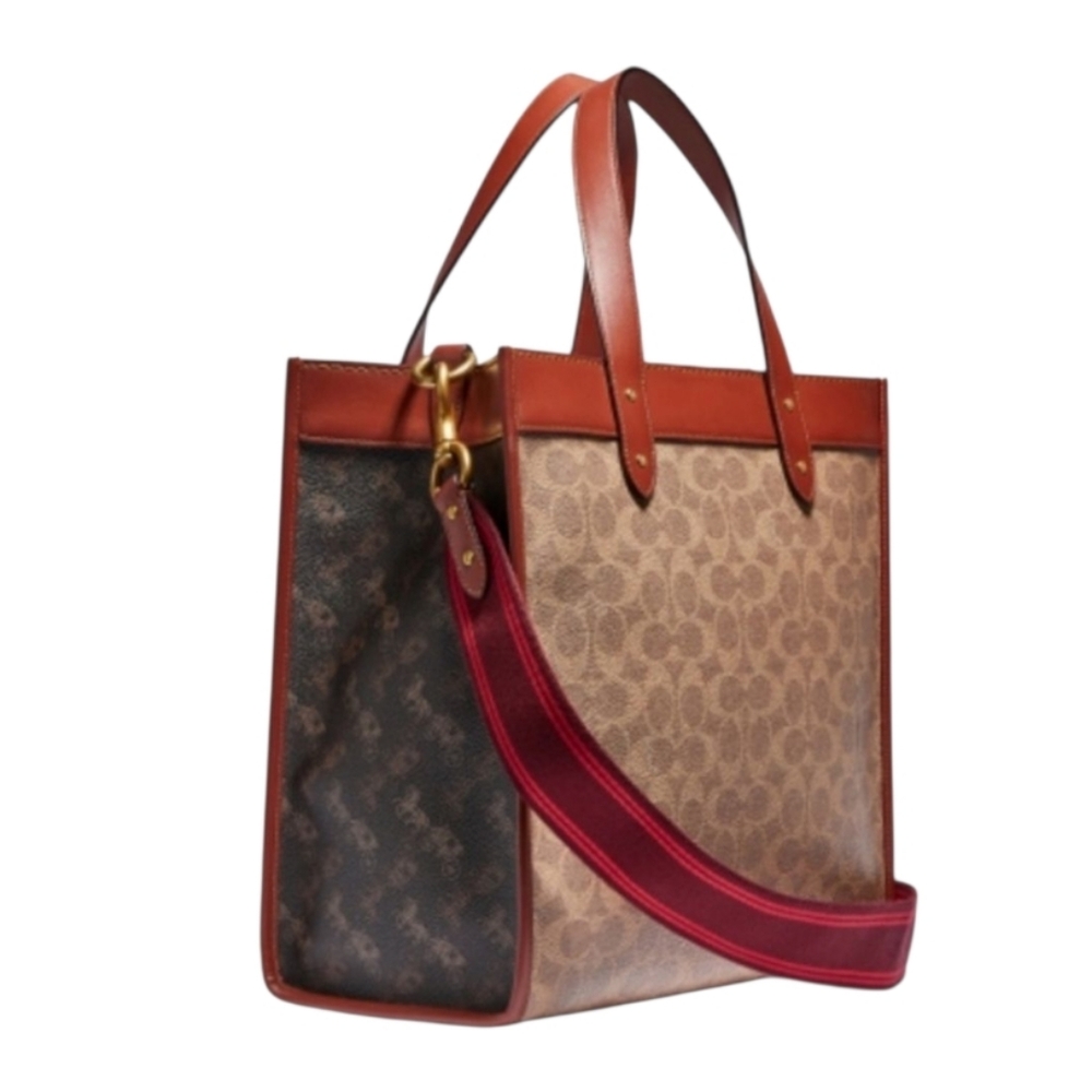 Coach Brown and Red Signature Tote Bag - Picture 2 of 8